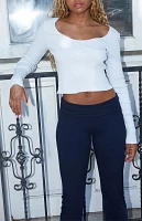 John Galt Light Blue Mckenna Long Sleeve Top