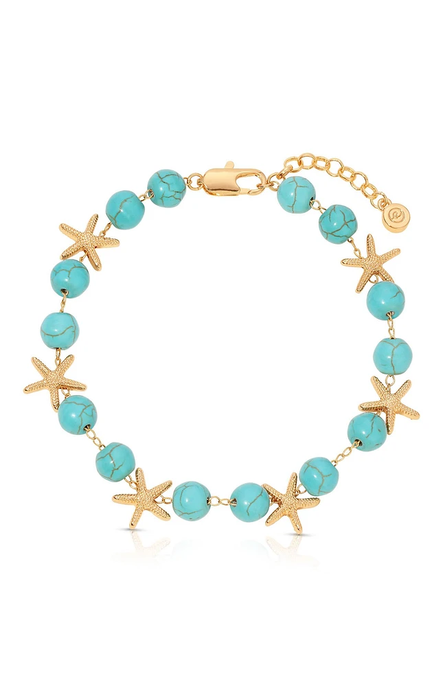 Ettika Starfish & Turquoise Beaded Anklet