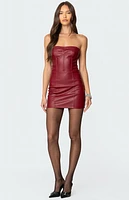 Edikted Moss Faux Leather Mini Dress