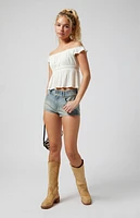 Pacsun Stretch Medium Indigo Micro Denim Shorts