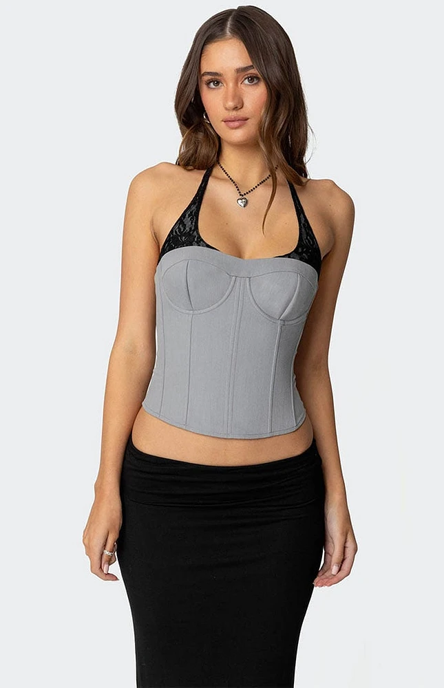 Edikted Jara Layered Lace Halter Corset