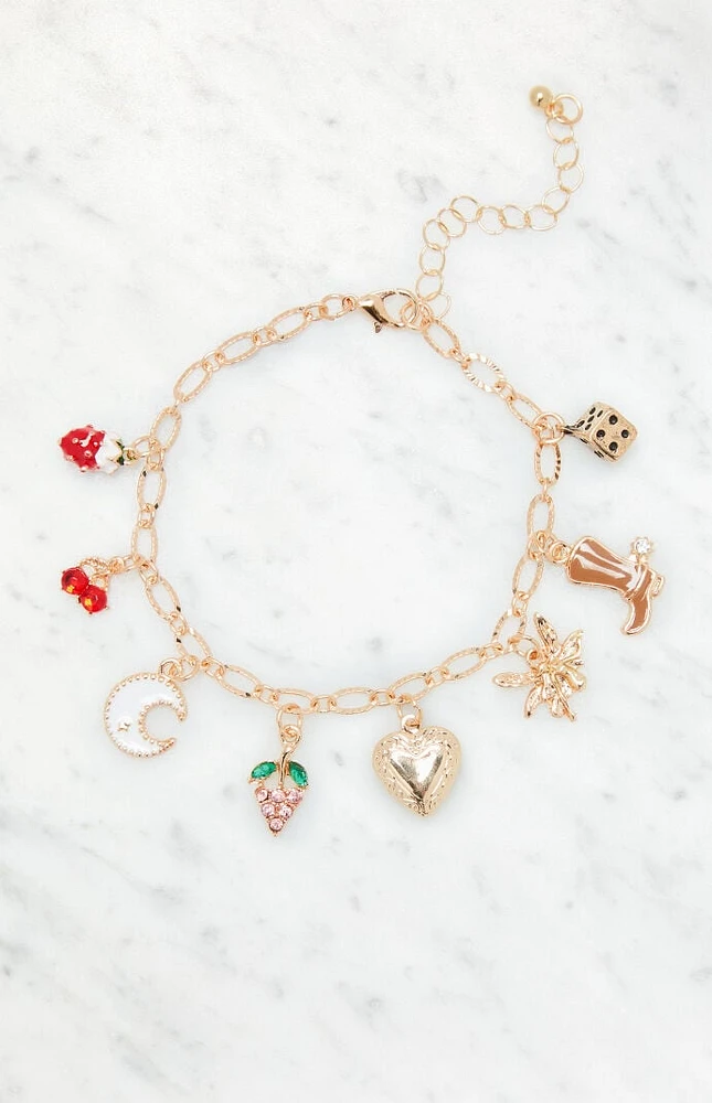 LA Hearts Strawberry Charm Bracelet