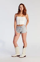 PacSun Light Indigo Bow Denim Micro Shorts