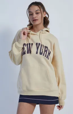 John Galt Cream New York Full Zip Hoodie