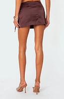 Edikted Bea Bow Ribbon Slit Satin Mini Skirt