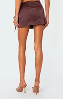 Bea Ribbon Slit Satin Mini Skirt