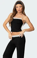 Edikted Domino Contrast Lace Trim Tank Top
