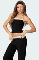 Edikted Domino Contrast Lace Trim Tank Top