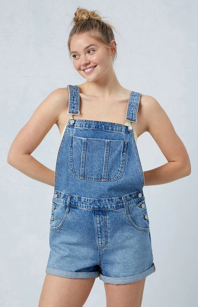 Eco Medium Indigo Denim Short Overalls