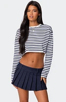 Edikted Stripey Cropped Long Sleeve T-Shirt