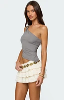 Edikted Knotted One Shoulder Asymmetric Top