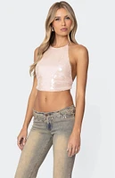 Edikted Sequin Open Back Halter Top