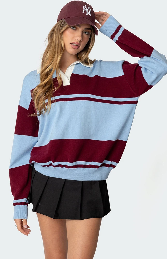 Edikted Kian Striped Polo Sweater