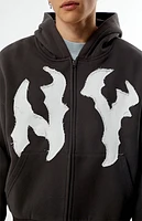 Pacsun NY Raw Applique Full Zip Up Hoodie