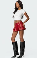 Edikted Carmine Faux Leather Pleated Mini Skirt