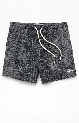 Pacsun Black Crocodile 4.5" Swim Trunks