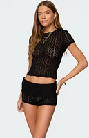 Edikted Rye Sheer Textured T-Shirt
