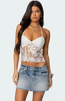 Edikted Nyx Backless Sheer Lace Top