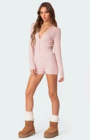 Edikted Lillian Button Front Knit Romper