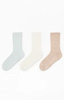 Pacsun 3 Pack Marled Neutral Crew Socks