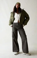 Green High Waisted Wide Leg Cargo Pants