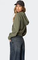 Edikted Distressed Stitch Cropped Hoodie