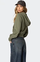 Edikted Distressed Stitch Cropped Hoodie