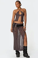 Edikted Jaynie Distressed Knit Maxi Skirt