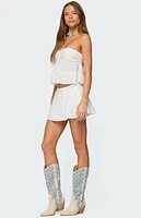 Edikted Dora Strapless Eyelet Babydoll Top