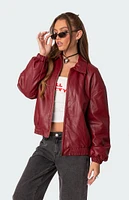 Edikted Halley Faux Leather Bomber Jacket