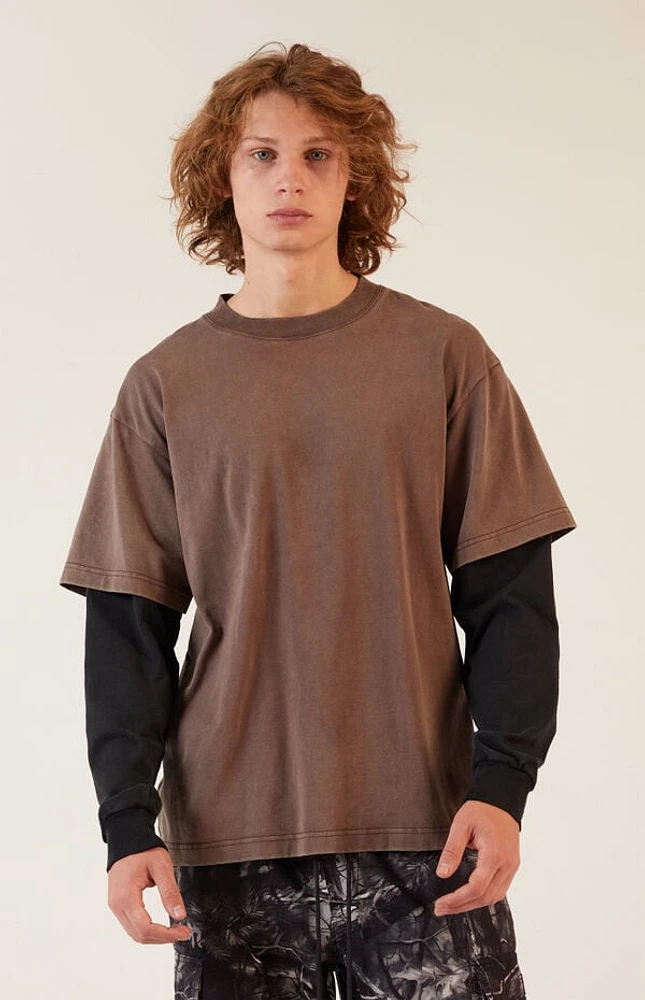 Pacsun Brown Potassium Layered Long Sleeve T-Shirt