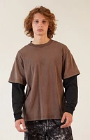 Pacsun Brown Potassium Layered Long Sleeve T-Shirt