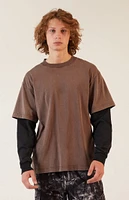 PacSun Brown Potassium Layered Long Sleeve T-Shirt