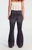 PacSun Jade Button Tab Low Rise Bootcut Jeans Black