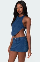 Edikted Sydnie Denim Open Back Top