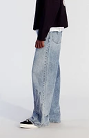 PacSun Light Indigo Flame Extreme Baggy Jeans