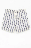 Pacsun Blue Flower Stripe 4.5" Swim Trunks