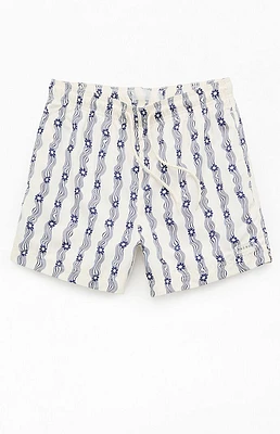 PacSun Blue Flower Stripe 4.5" Swim Trunks