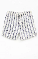 PacSun Blue Flower Stripe 4.5" Swim Trunks