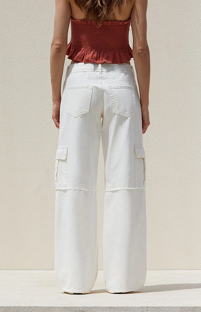 PacSun White Low Rise Baggy Cargo Jeans