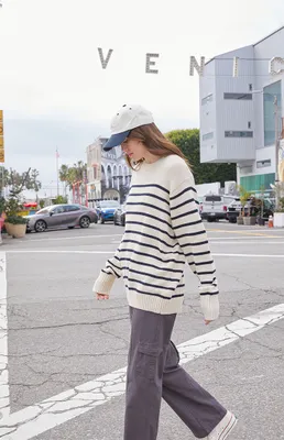 John Galt White & Black Thin Striped Brianna Sweater