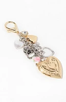 LA Hearts Mixed Metal Heart Locket Bag Charm Keychain