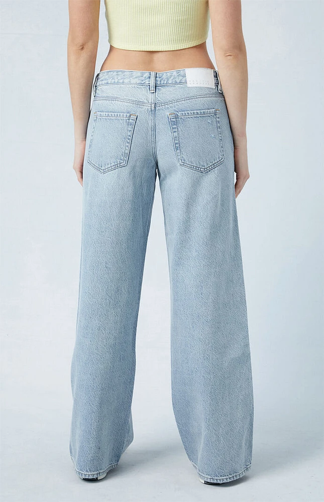 PacSun Eco Light Indigo Ripped Low Rise Baggy Jeans