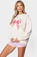 Edikted Bow Brat Printed Sweatshirt