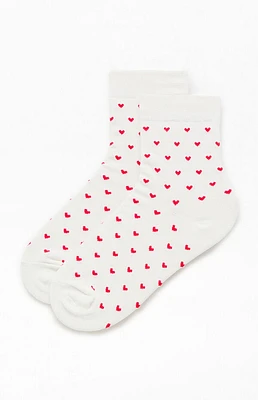 John Galt White & Red Heart Crew Socks