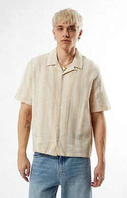 Pacsun Tan Striped Oversized Camp Shirt