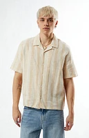 PacSun Tan Striped Oversized Camp Shirt