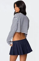 Edikted Stripey Cropped Long Sleeve T-Shirt