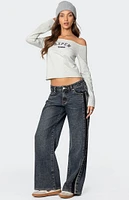 Edikted Contrast Panel Low Rise Jeans