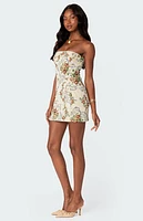 Edikted Floral Tapestry Lace Up Mini Dress